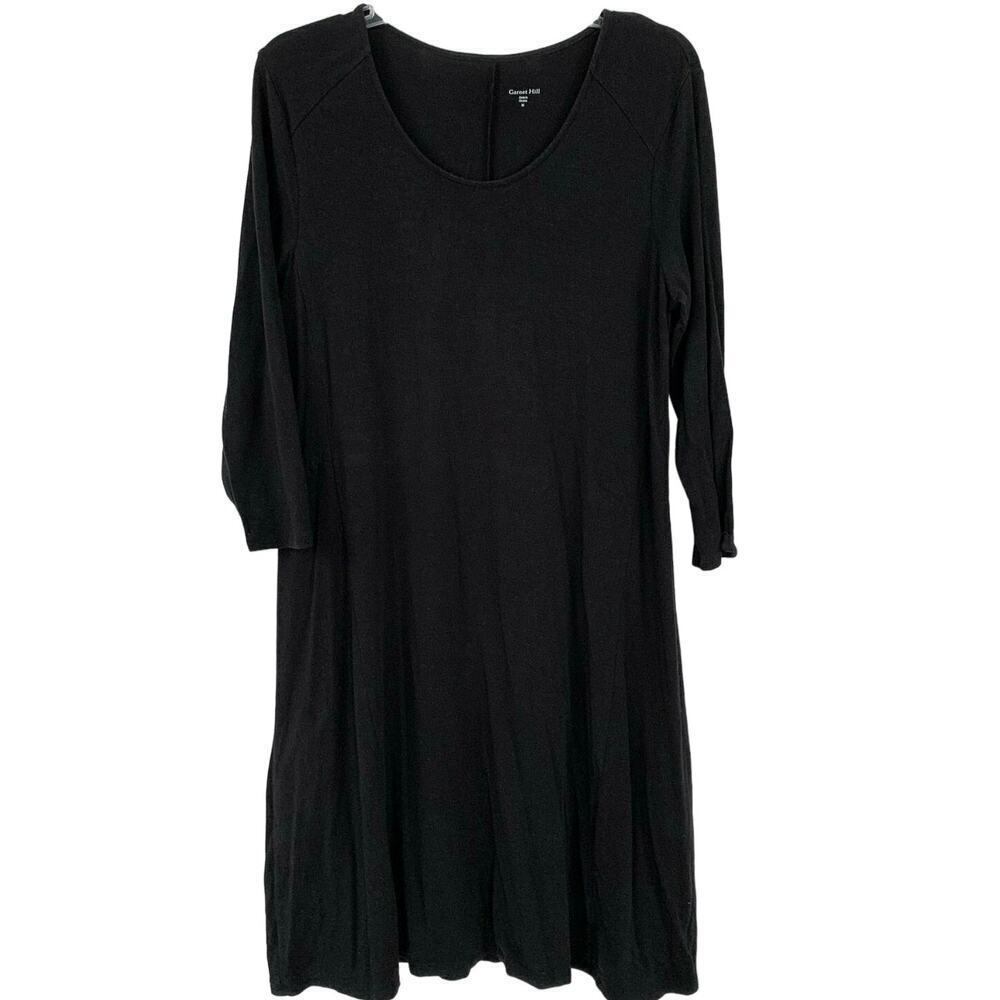 Garnet Hill Black Fit & Flare Mini Dress Long Sleeve Minimalist Women M